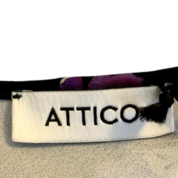 NWT Attico Women Floral Printed Wrap Dress Black Purple Size 40 Tie Shoulder - Picture 5 of 11